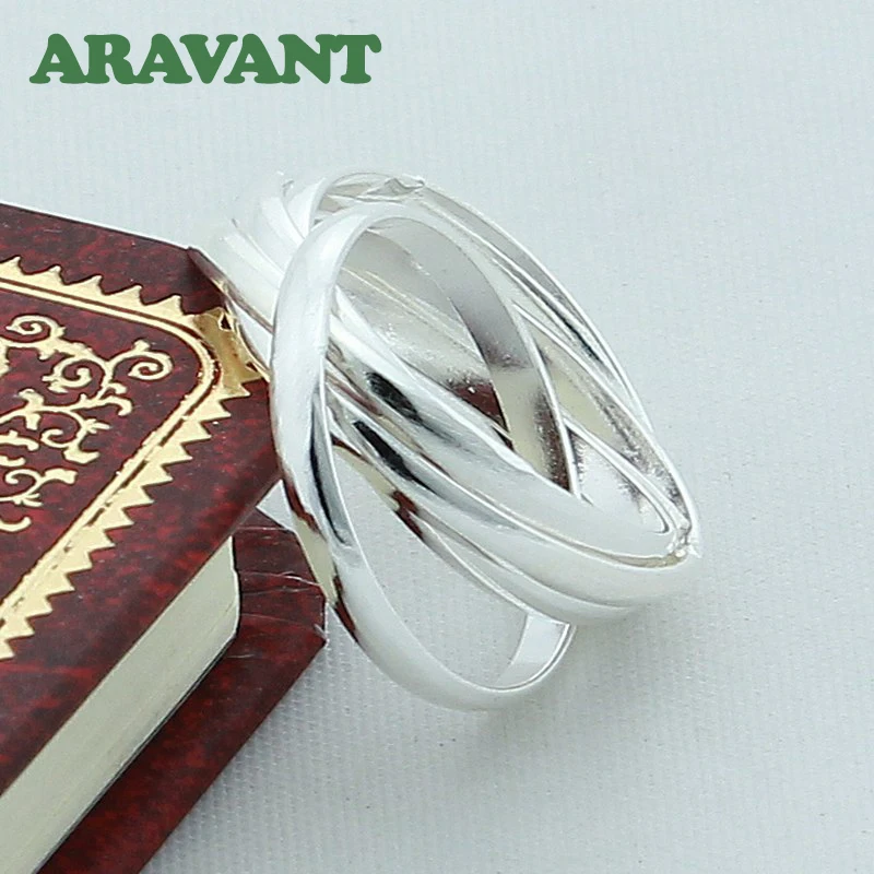 Men's & Women's 925 Silver Circle Triple Ring Bangle Set