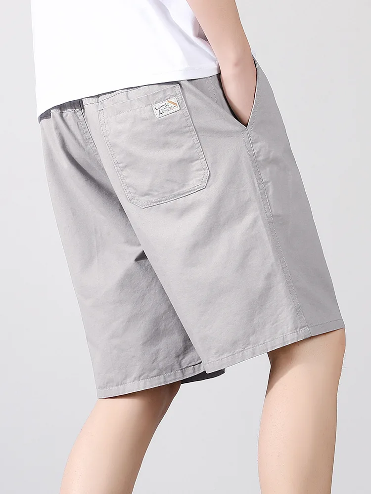 2024 Summer New Men's Solid Color Shorts 100% Cotton Beach Workwear Pants Motorcycle Trendy Men's Lace Up Large Shorts