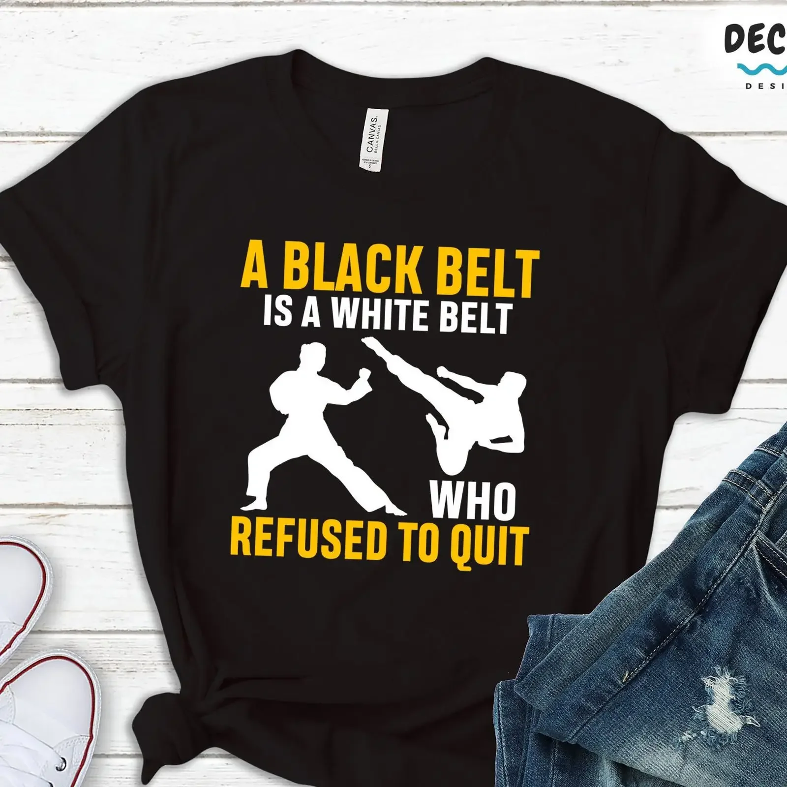 A Black Belt Is White Who Refused To Quit Martial Arts T Shirt Motivational Karate Jiu Jitsu Taekwondo  vintage Washed Stylish