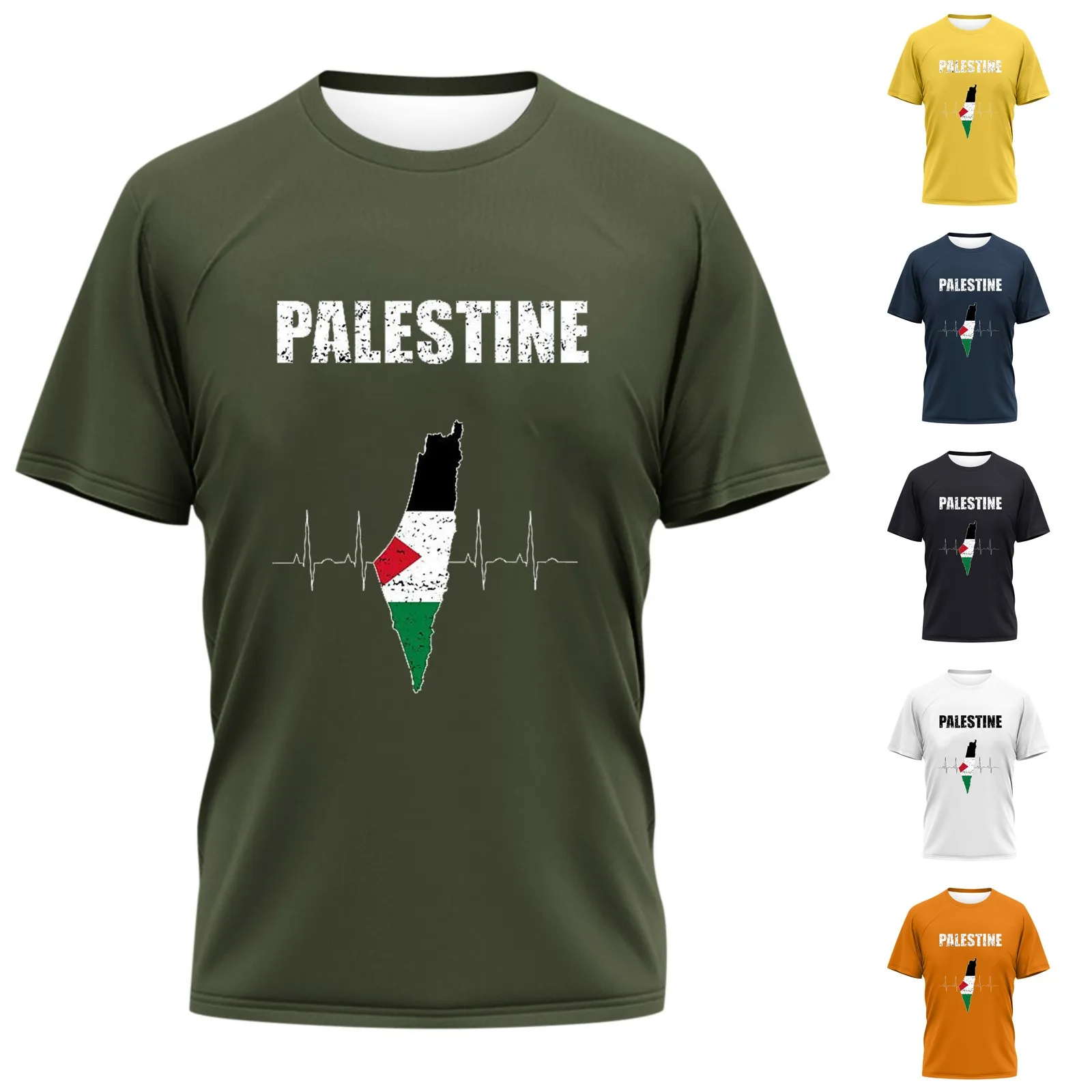 Mens Palestine T Shirts Short Sleeve Printed Round Neck Cool Top Casual Sweatshirt  Palestinian Dna Tee Tops Clothing For Men
