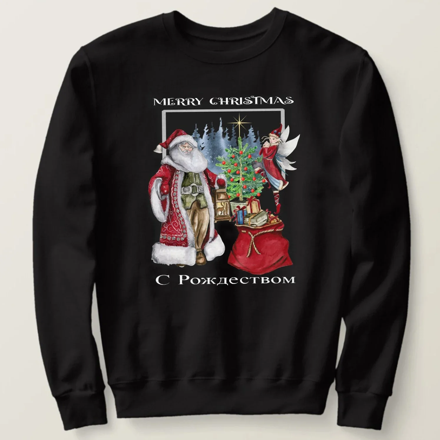 

Russian Santa Claus Cute Elf Merry Christmas Wishes Sweatshirt New 100% Cotton Comfortable Casual Mens Xmas Gift Streetwear