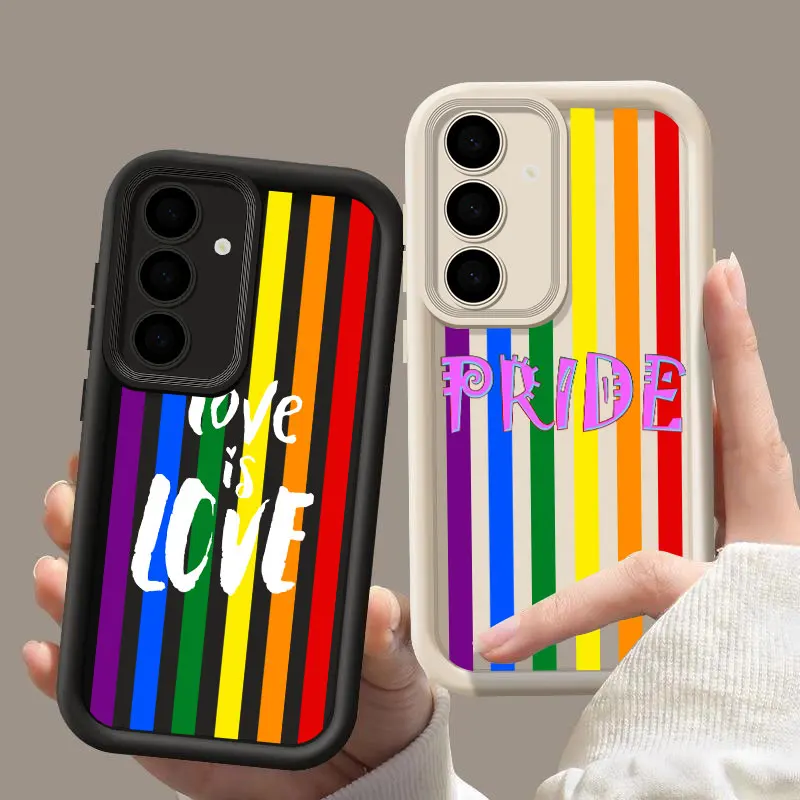 

LGBT Rainbow Love is Love Pride Flag For Samsung Galaxy S24FE Phone Case S24 S23 S21 S20 Fe S25 Ultra S22 Plus S23 5G Back Cover