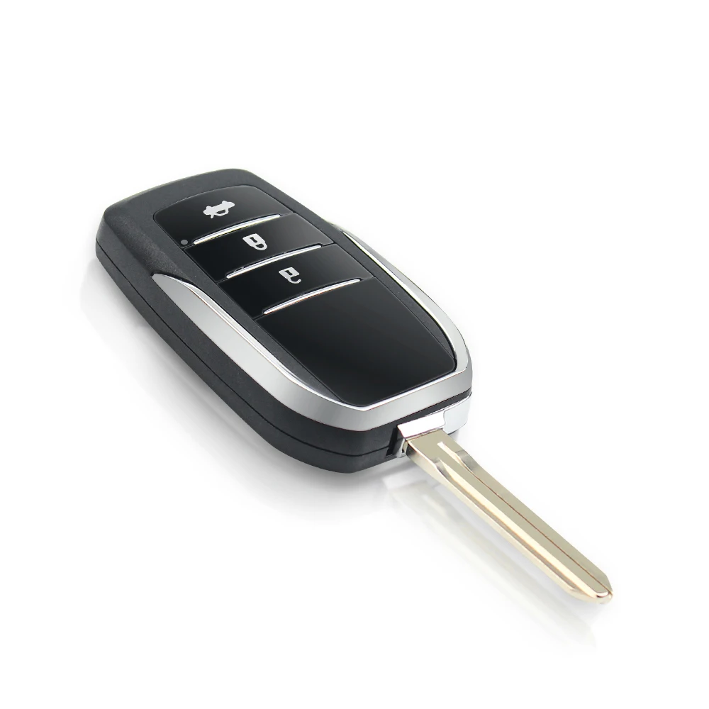 KEYYOU modificato 2 pulsanti Flip Car Key Shell Case sostituzione Fob Uncut Blank TOY43 Blade per Toyota Land Cruiser Camry Corolla