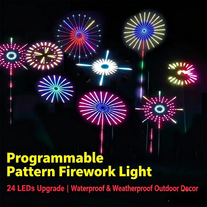 Firework Lights, 2026 New Electronic Firework Lights, Waterproof, PC Programmable Ambient Light for Outdoor Landscape