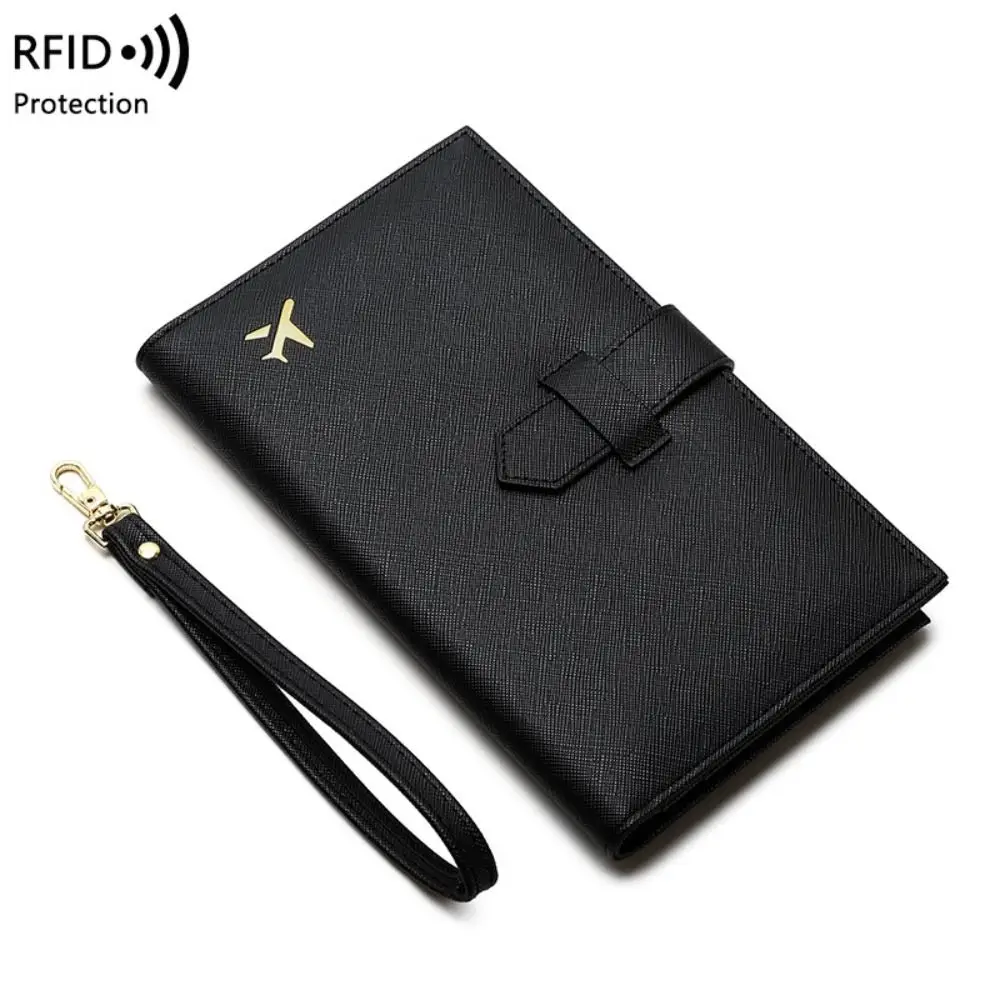 Leather RFID Passport Cover Multifunctional Portable Large Capacity Passport Clip Anti Theft Wallet Travel