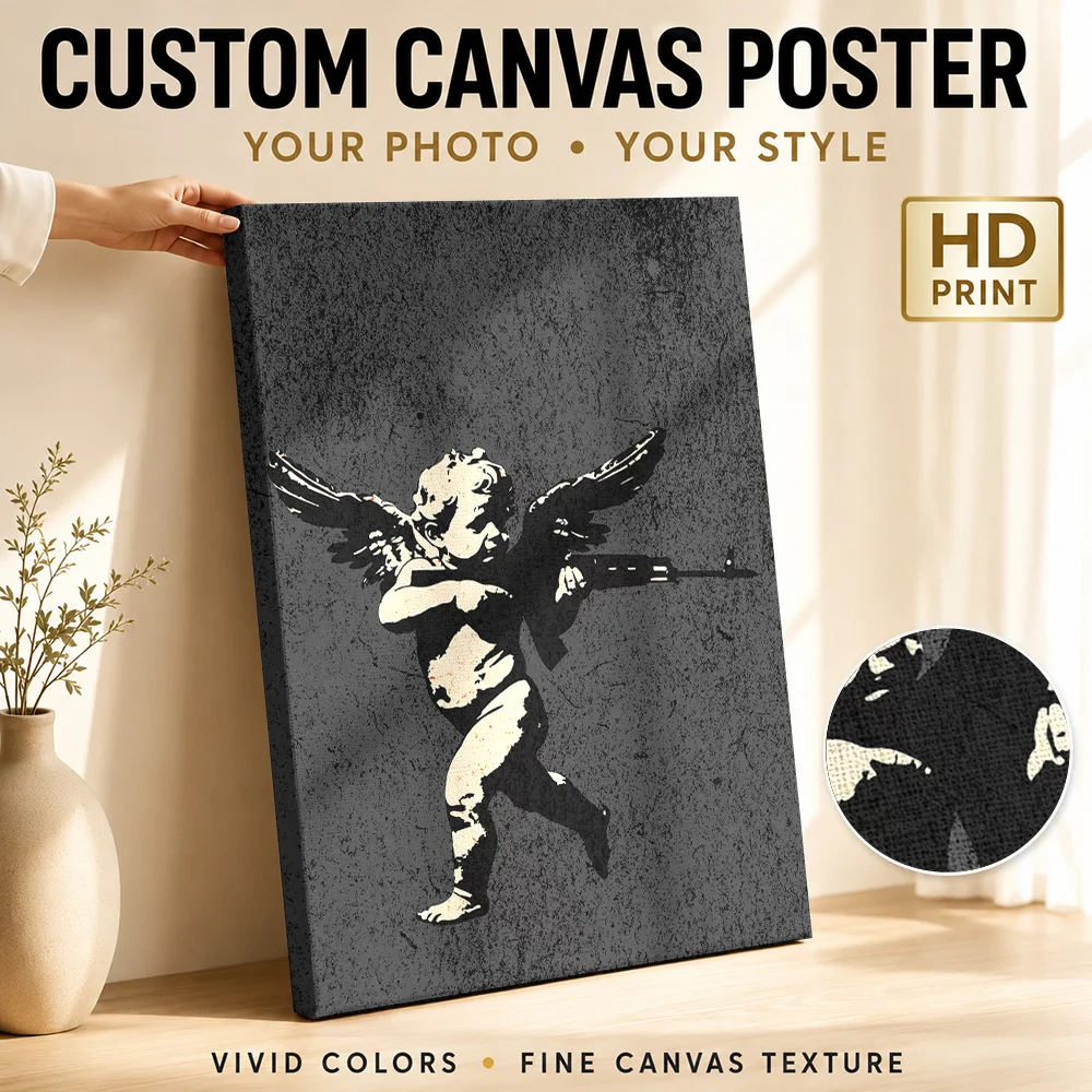 CUPID MACHINE GUN Canvas Print Poster Customized Modern Aesthetic Wall Paintings Decoration for Dining Room Home Ready to Hang