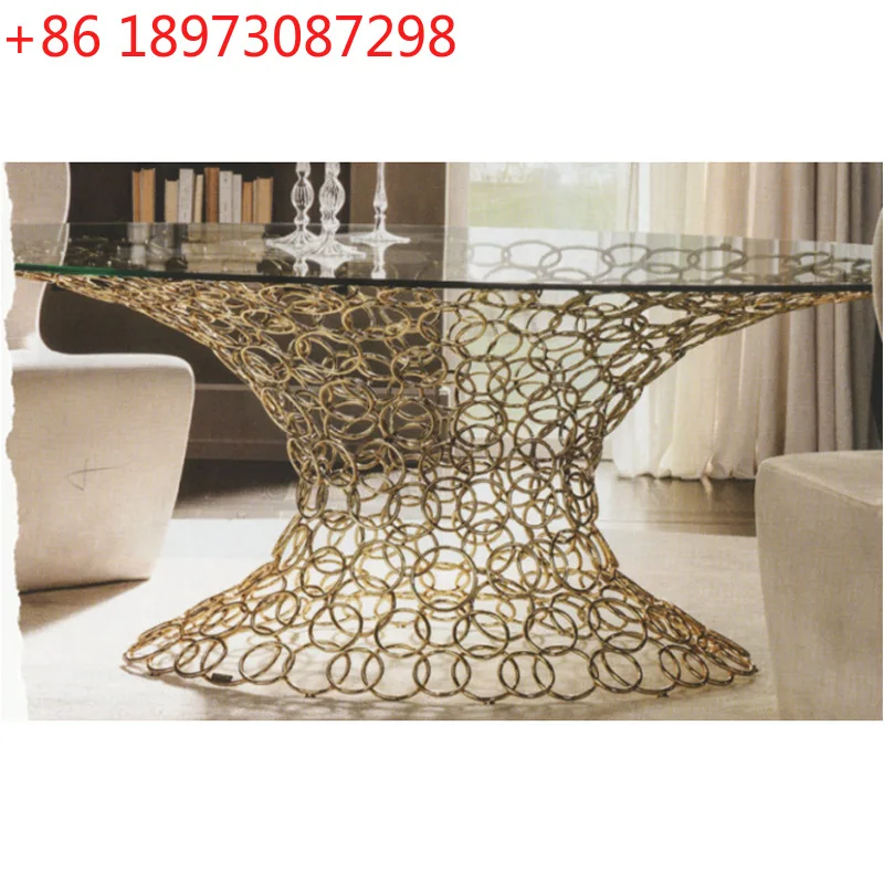

Современный светлый роскошный креативный обеденный стол из кованого железа, мягкое украшение, дизайн, вилла, отель, американский обеденный стол