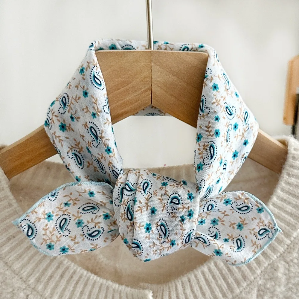 Floral Print Floral Print Neckerchief Cotton Material Skin-Friendly Fabric Silk Scarf Foulard Bandana Spring Summer Season
