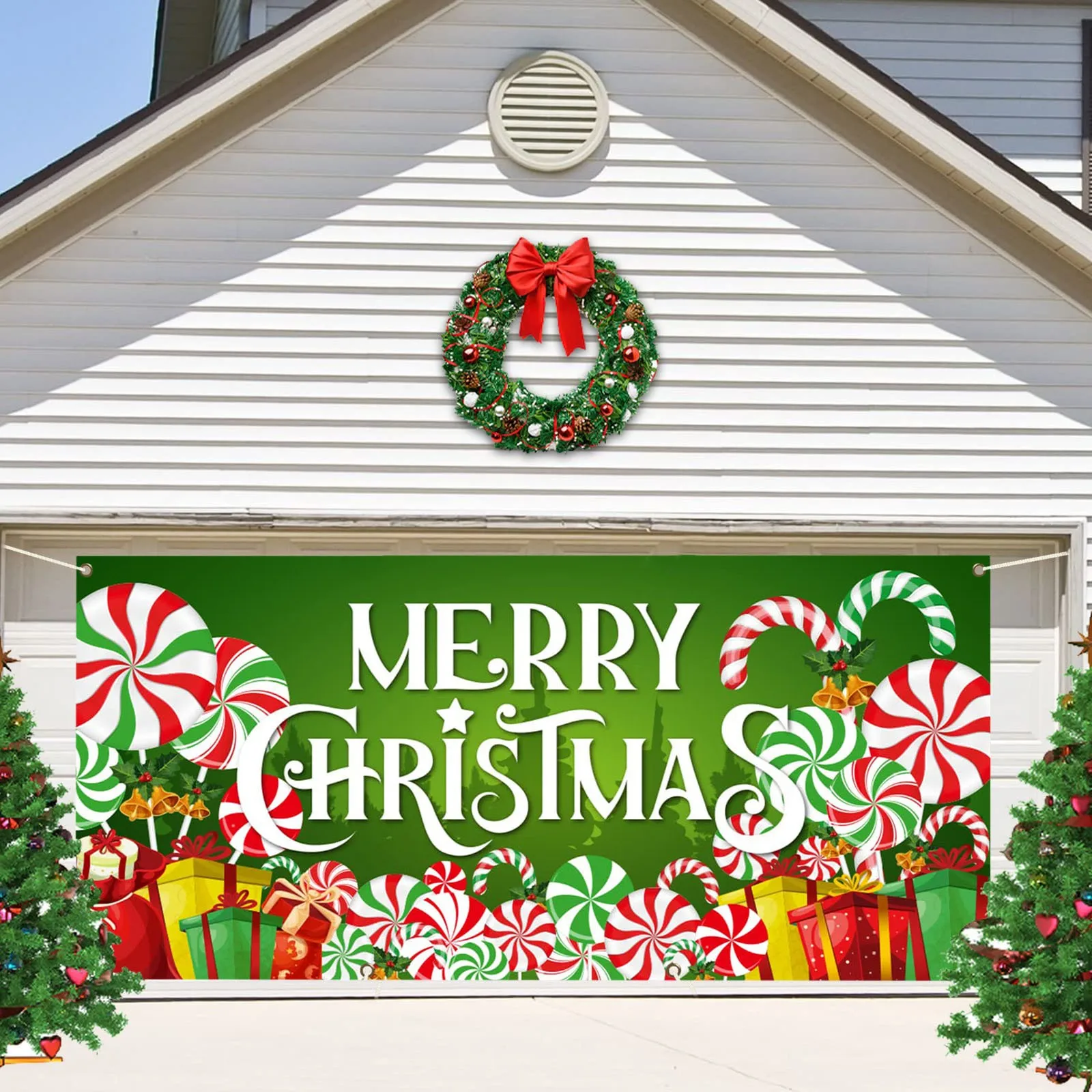 Christmas Garage Door Decoration Merry Christmas Garage Door Banner Cover Large Christmas Halloween Banners for Front Door