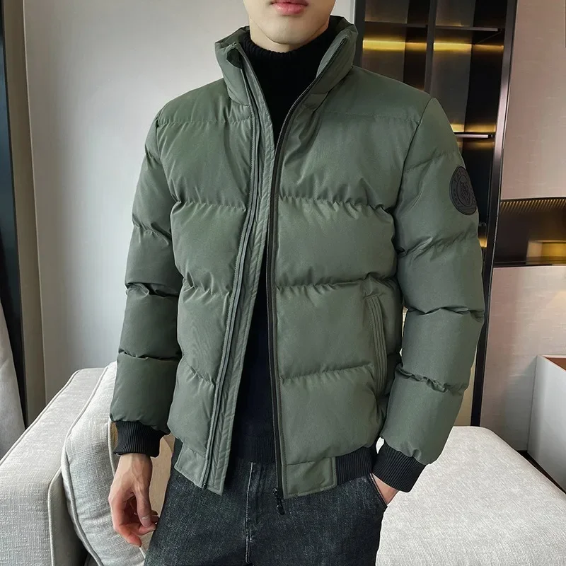 Stand Up Collar Cotton Coat, Autumn and Winter Warm Cotton Coat, Outdoor Daily Solid Color Windproof and Warm Cotton Jacket