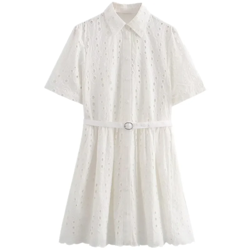 Ele Summer 2024 Or Sve da donna ricamato scavato bianco Dr Commute Sle irt Dr Summer Collection