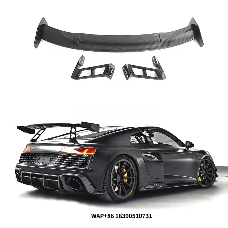 

Внешние аксессуары для автомобиля R8, стиль Performance, сухое углеродное волокно, задний спойлер с высоким GT, крыло для R8 V10 2023