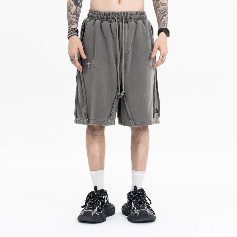 HKSH 2025 Spring Summer Autumn New Men Tide Punk Washed Vintage Sports Shorts Versatile Loose Fit Cotton Chic Ins Capris HK14441
