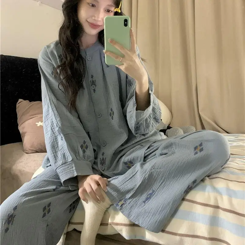 

Женская одежда, пижамный комплект, корейская версия, новые брюки с длинными рукавами, комплект домашней одежды, модная тонкая версия, удобная и универсальная