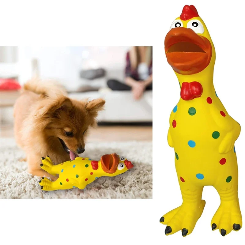 Squeaky Puppy Toys Latex Dots Squeaky Chicken Puppy Toys Safe Dog Chew Toys Small and Medium Dog Squeaky Rubber Chicken Toys