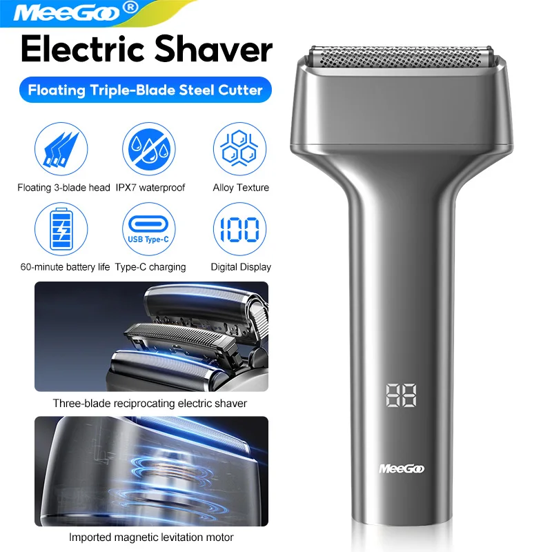 

MeeGoo бритва для лица профессиональная бритва с фольгой 0 мм 9000 об/мин машина для бритья бороды электрический сабельный станок для бритья для мужчин