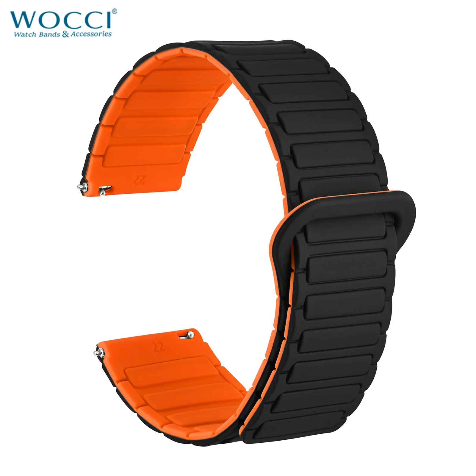 

WOCCI Magnetic Silicone Watch Band, Tactile Ridged Texture, Quick Release Watch Straps, Band Width 20mm 22mm