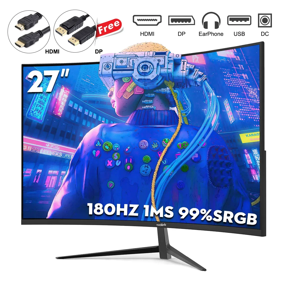 จอคอมพิวเตอร์สำหรับเล่นเกมจอ LCD tecmiyo 19 21 24 27 28 32 34 49นิ้ว2K 4K 5K 144hz 165Hz