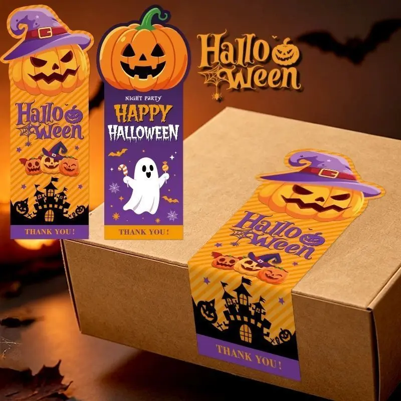 50pcs/set Halloween Sealing Stickers Pumpkin Witch Hat Ghost Thanks Label Gift Box Candy Package Decor Sticker Party Supplies