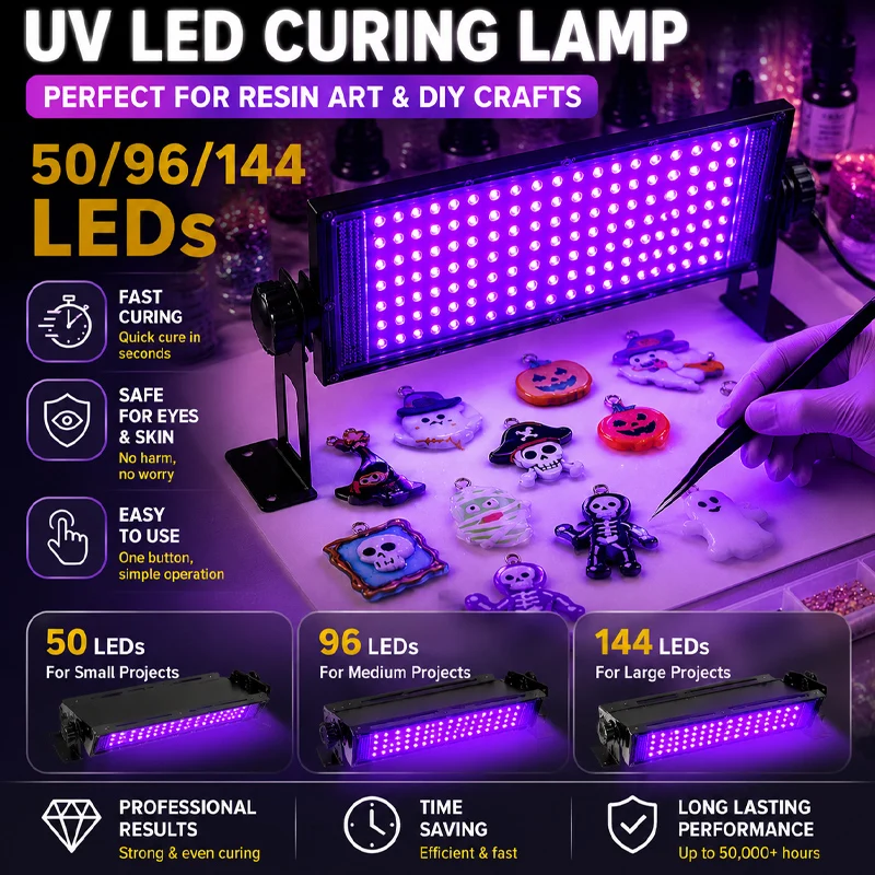50/96/144 LED Portable UV Resin Curing Box Ideal for DIY Jewelry Crafts Mold Making Compact Lightweight Fast Curing with Even