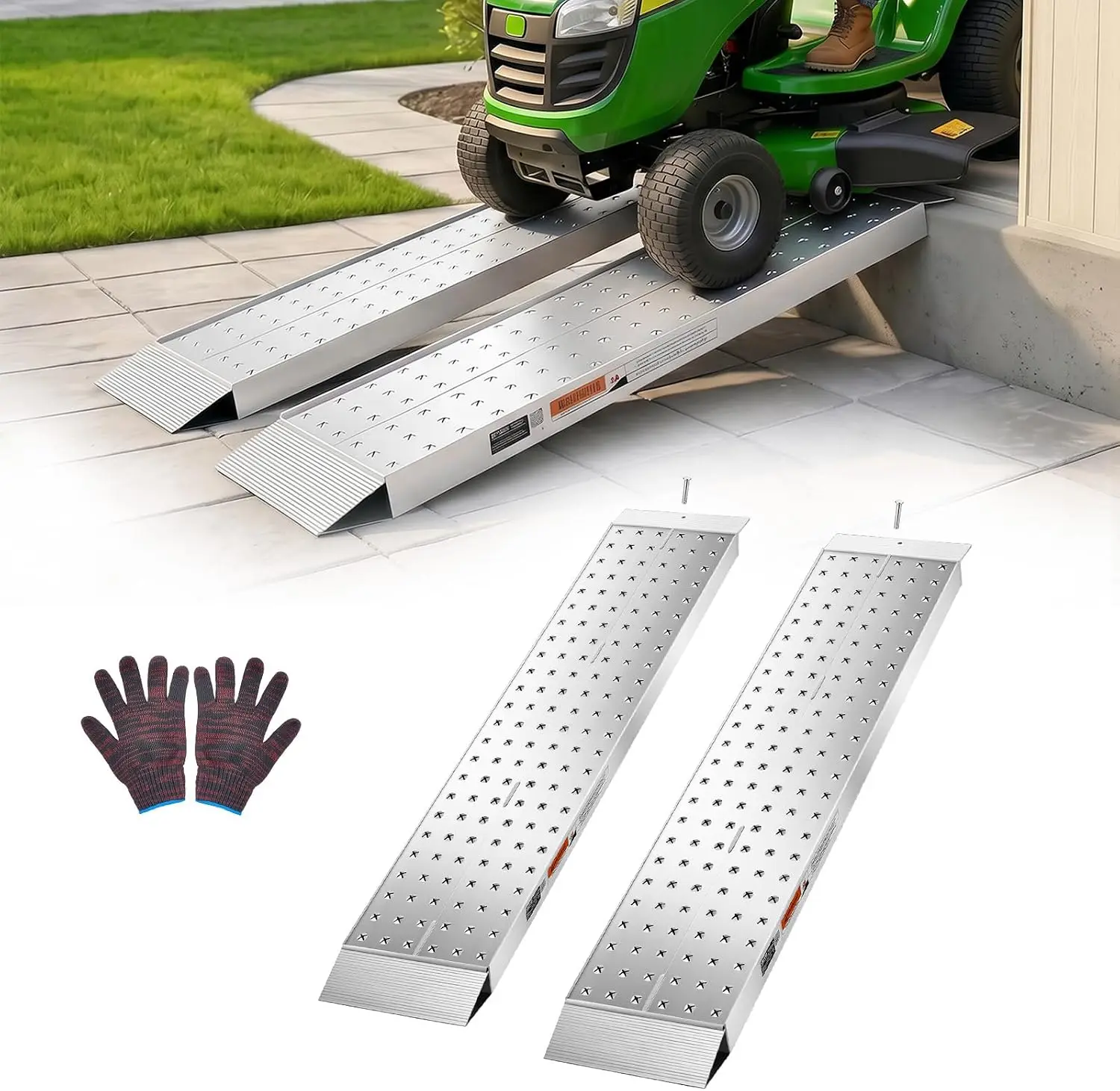 Aluminum Trailer Ramps, 2PCS 55 x 12 in, Heavy-Duty ATV Ramp Set with Anti-Slip Plates, 3000LBS Combined Capacity Loading Ramps