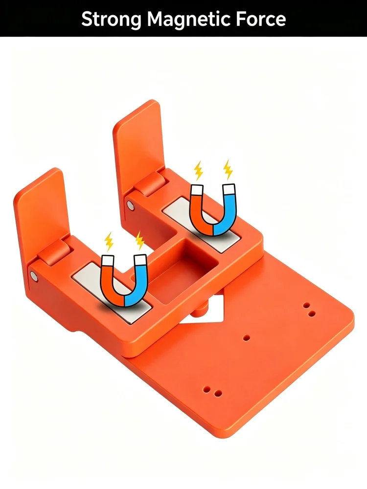 JUSTINLAU Magnetische Befestigungsplatte Schranktür-Scharnier-Installationsfixator Tragbarer Montage-Hilfsorter Holzbearbeitungswerkzeug – Detail 4