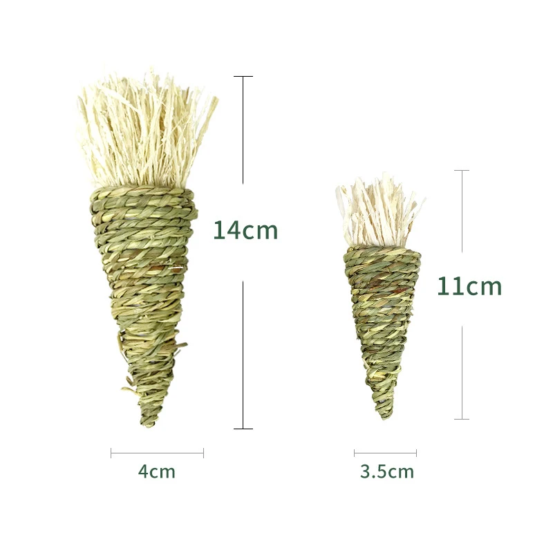 Hand-made Hamster Rabbit Chewing Corn Carrot Grass Woven Natural Weaving Clean Teeth Carrot Molar Toy Chinchilla Guinea Pig Toys