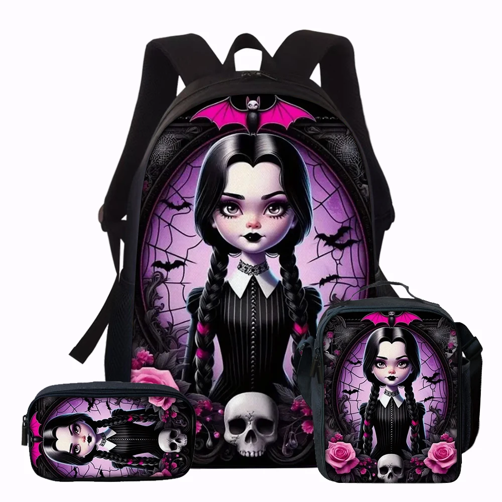 3PCS Skull Girl Backpack Set | Roomy Casual Backpack with Matching Clutch & Tote Bag, Perfect for Daily Commute, School & Travel