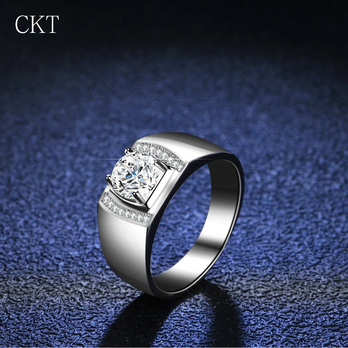 Luxury Platinum PT950 Full Moissanite Diamond Rings for Men Finished Solid Atmosphere Boss Men's Ring Diamond Ring Jewelry