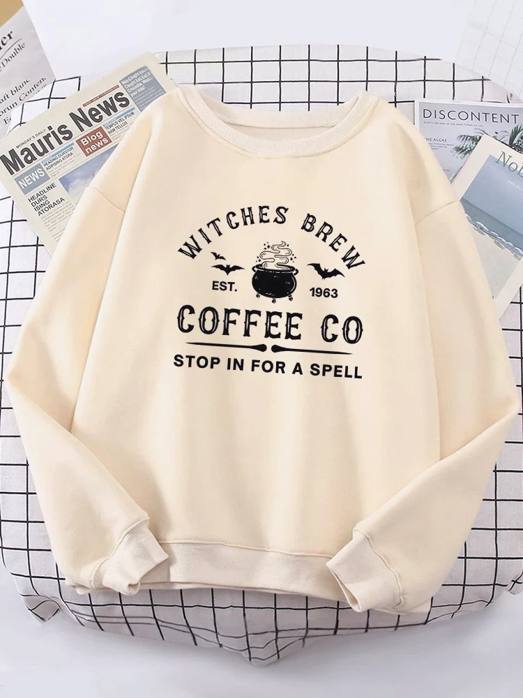 

Witches Brew Coffee с буквенным принтом, цветной буквенный принт, осень-зима 2022, толстовки с длинными рукавами, теплый пуловер, одежда