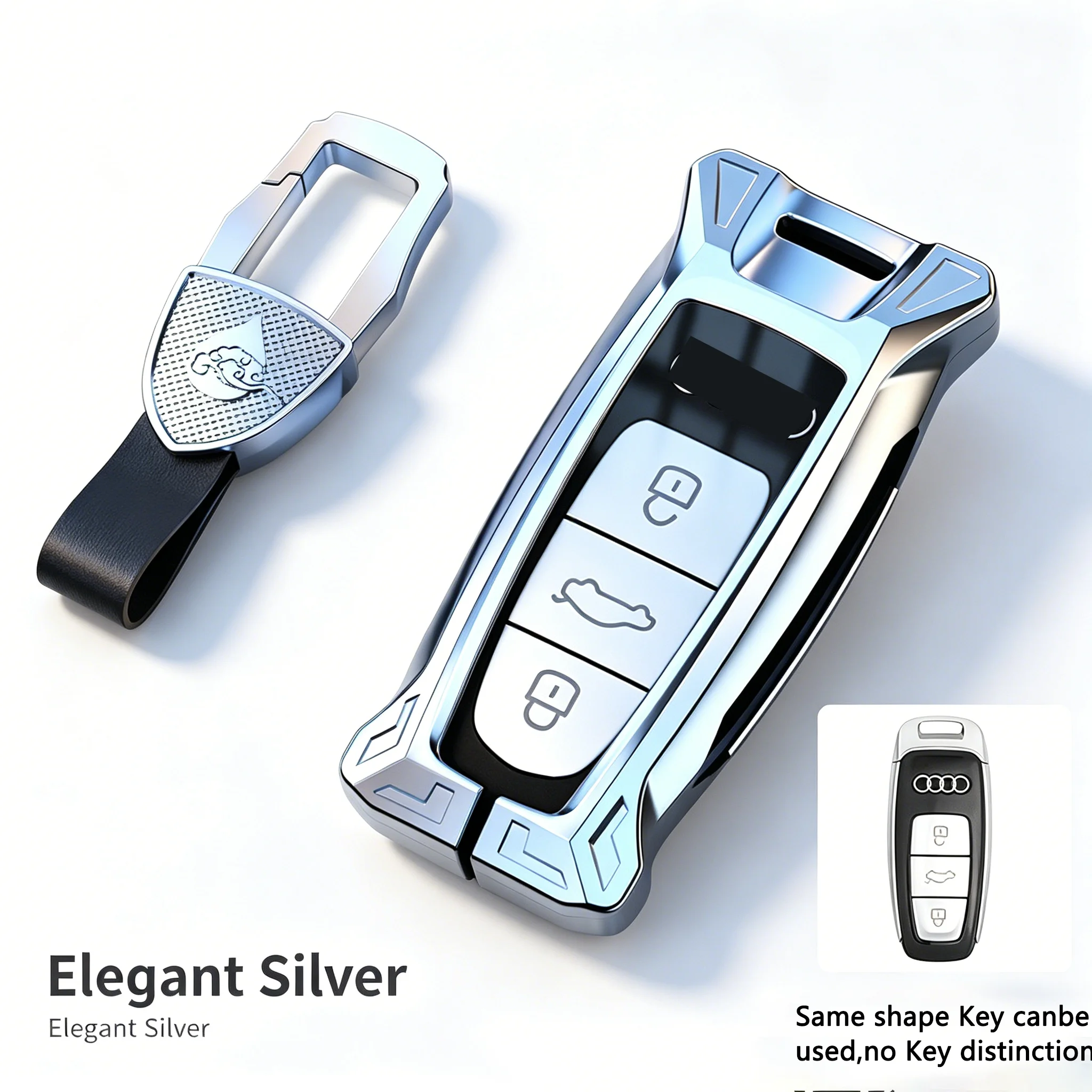 

Zinc Alloy TPU Key Fob Cover for Audi A4L A6L Q5L A3 A5 A7 A8 Q7 Q8, Protective Smart Key Shell Case