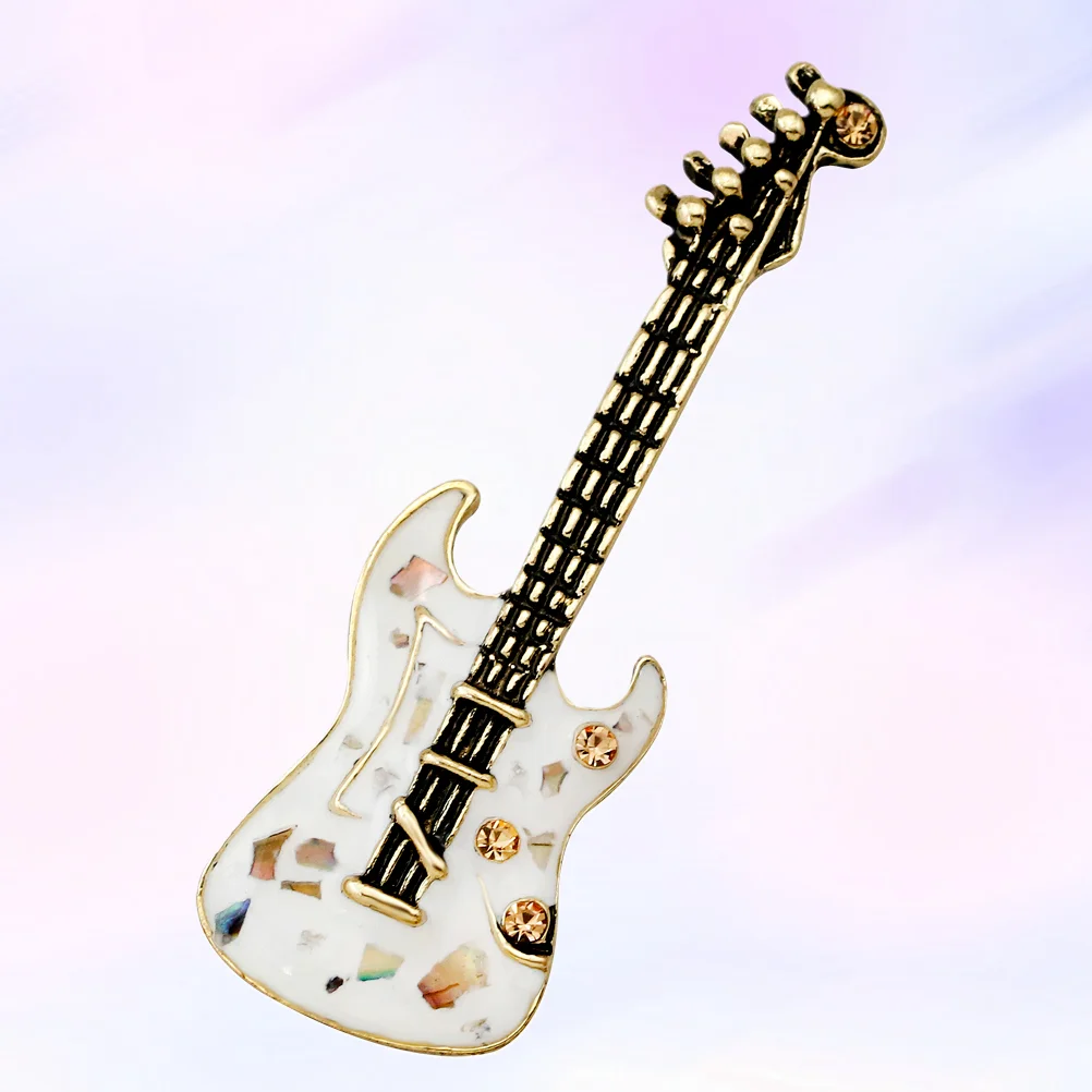 

Crystal Pin Rhinestones Brooch Guitar Instruments Novelty Breastpin and Women Guitars