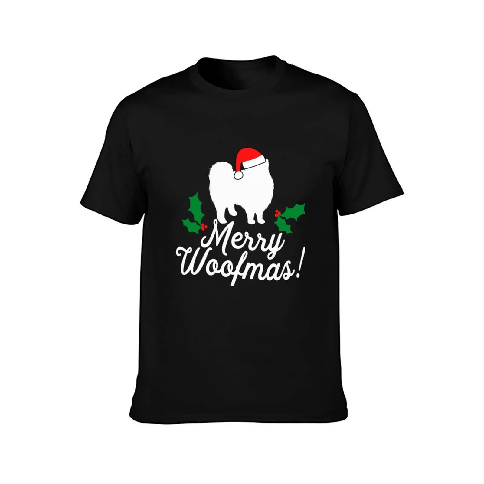 Pomeranian Christmas T-Shirt Comfortable Basic Crew Neck Tee T-Shirt