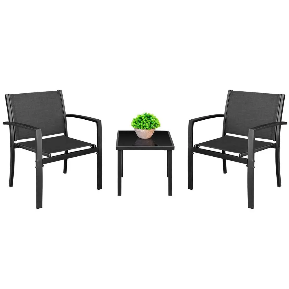 

3 Pieces Patio Furniture Set Outdoor Patio Conversation Textilene Bistro Set Modern Porch Lawn Chairs with Coffee Table for Hom