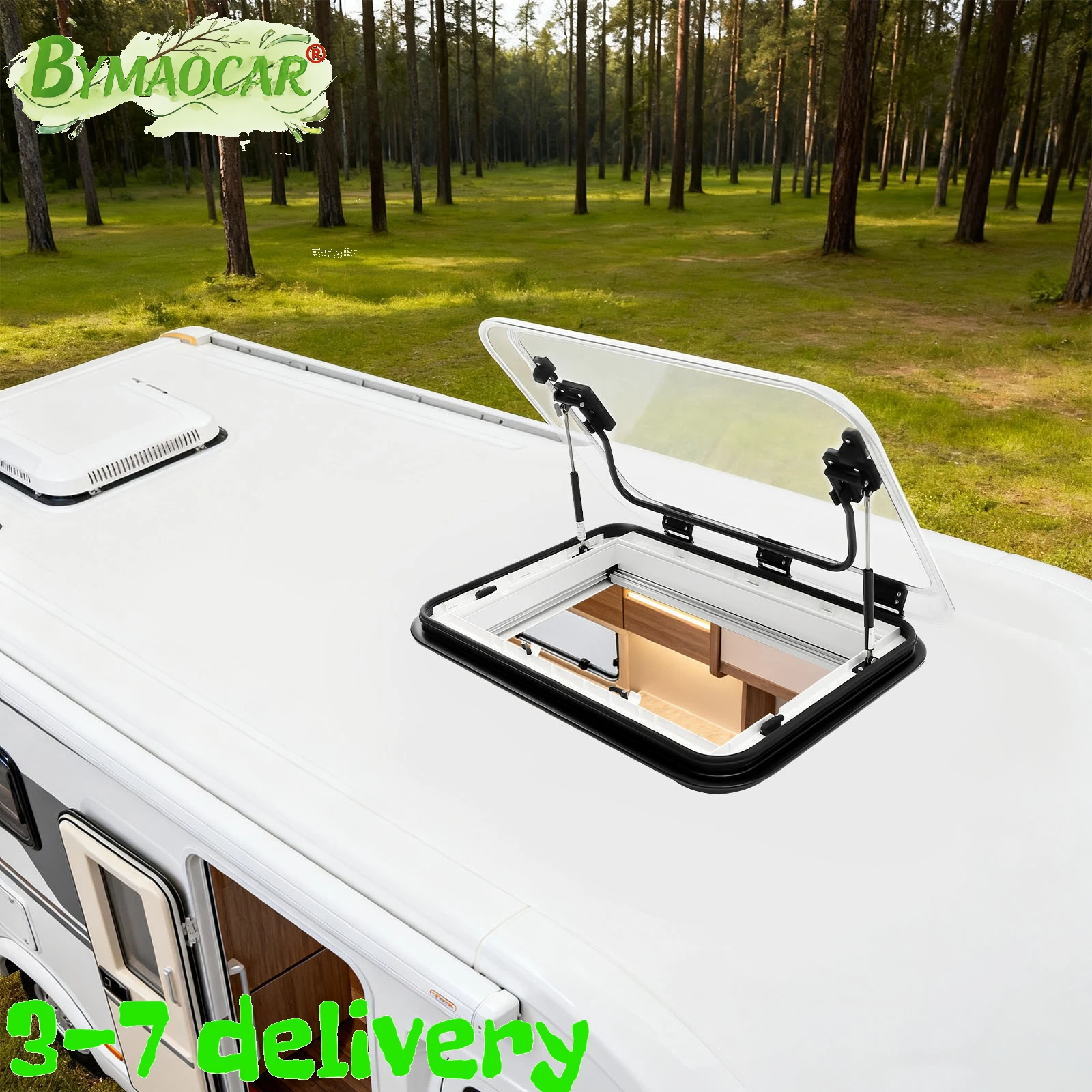 

700x500mm RV Roof Vent, Car Skylight, Caravan Window with LED Light, Aluminum Alloy, Acrylic, ABS, Anti-Rust, Durable, Scratch Resistant, Sunshade, for RV, Camper, Motorhome, Trailer, Van, Roof Window, Ventilation, Upgrade, Interior Light, Sleek Design
