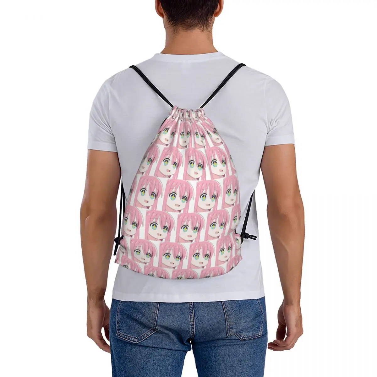 Hitori Goto Happy Backpacks Portable Drawstring Bags Sports Bag Book Bags for Travel School