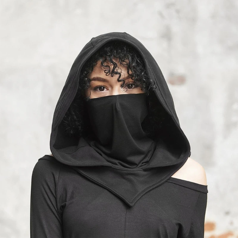 Hooded Hat Scarf Windproof Balaclava Anti droplet Face Cover Hooded Balaclavas Medieval Hat With Veil Halloween Costume