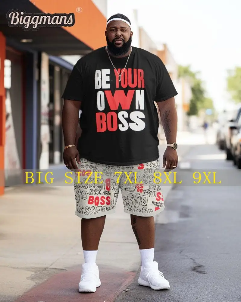 

Biggmans размера плюс L-9XL мужской размера плюс Street Be Your Own Boss Graffiti шорты с коротким рукавом