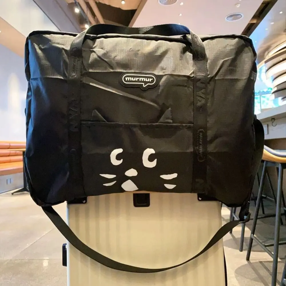 Bolsa de ombro dos desenhos animados gato saco de pano de náilon separação seca molhada saco de bagagem de viagem de náilon crossbody portátil viagem mochila de viagem