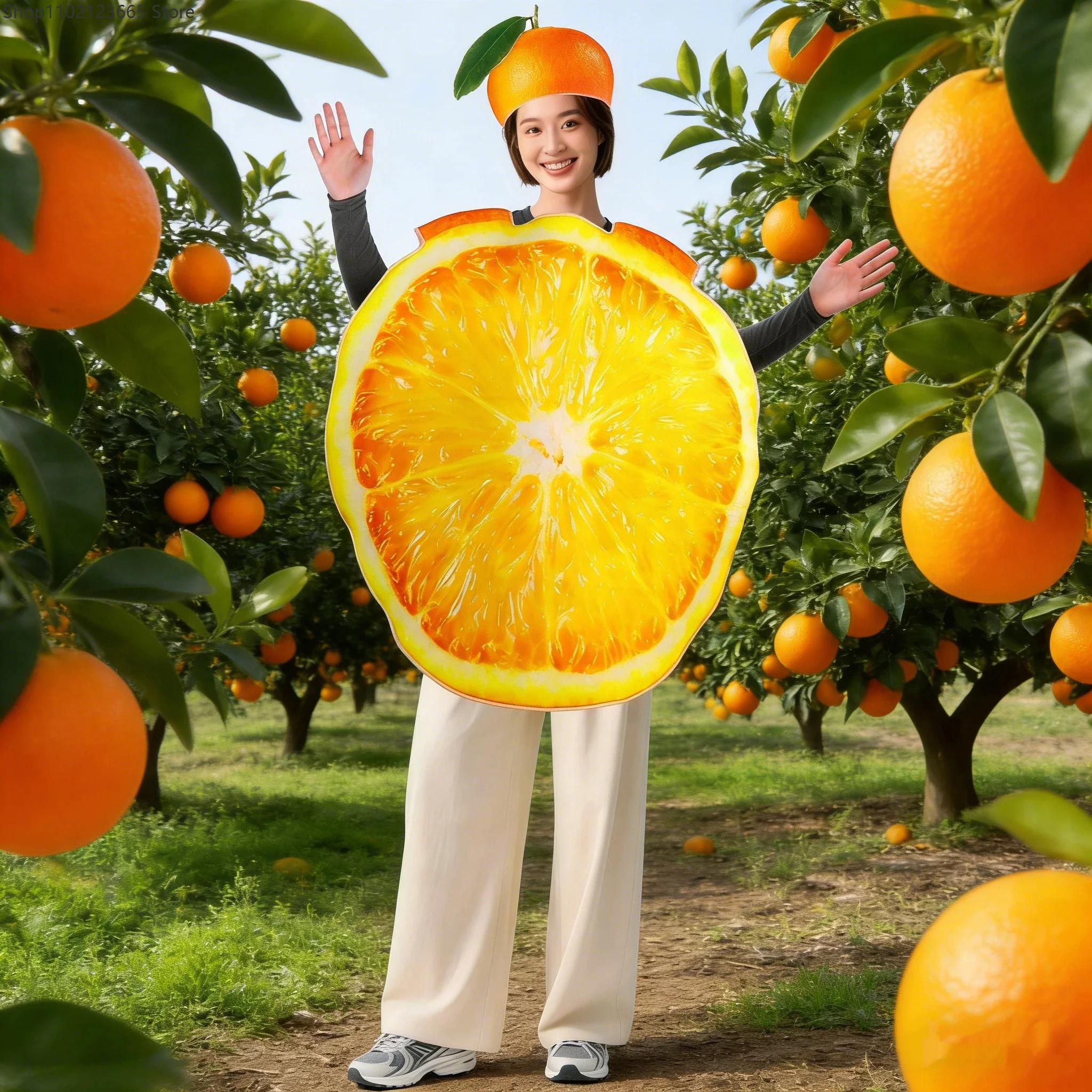 

Halloween Adult Funny Cosplay Fruit Vegetable Costume Orange Carnival Dress Up Outfit Familia Party Purim Fancy Dress Stage Show