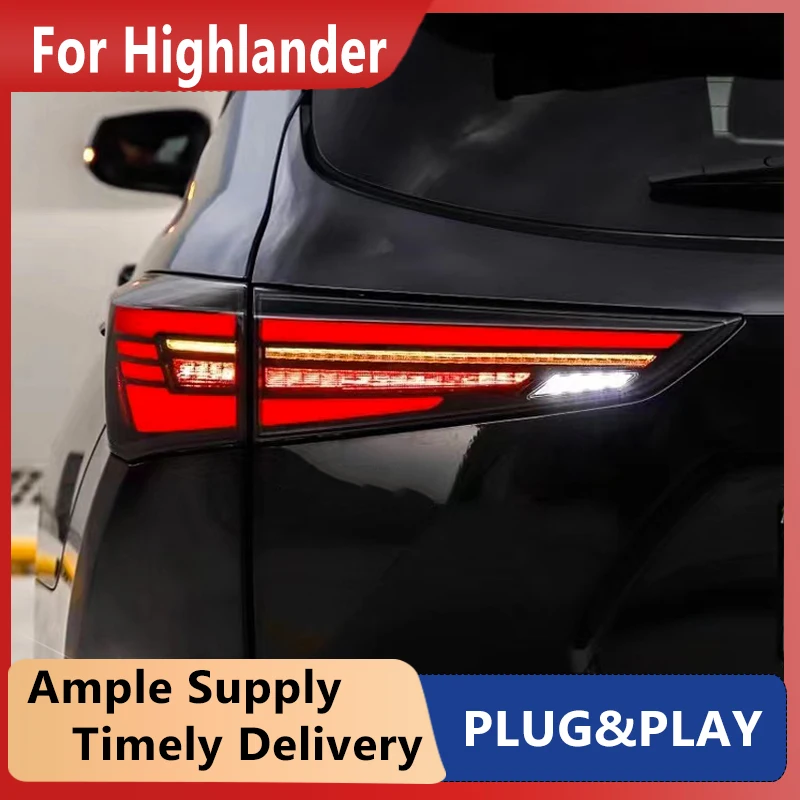 أضواء خلفية للسيارات لتويوتا هايلاندر 2022 المصابيح الخلفية LED DRL تشغيل أضواء الضباب وقوف السيارات الخلفية
