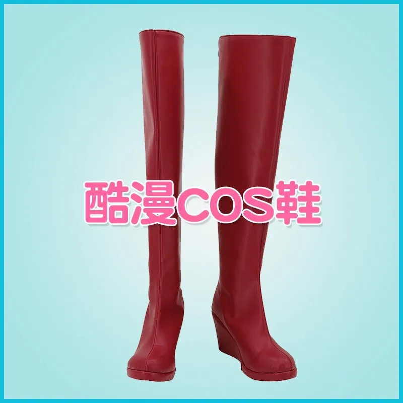 Winxclub Princess Musa Costume Cosplay Scarpe Stivali in ecopelle fatti a mano rosso vino per la festa di Natale di Halloween