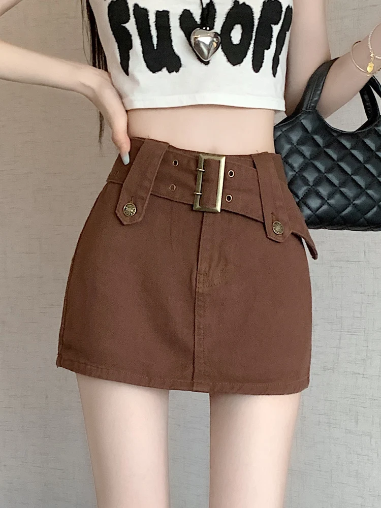 الأمريكية الرجعية الساخن فتاة زائد حجم الدنيم تنورة المرأة تصميم التخسيس Bodycon تنورة عالية الخصر ألف خط ort تنورة #1