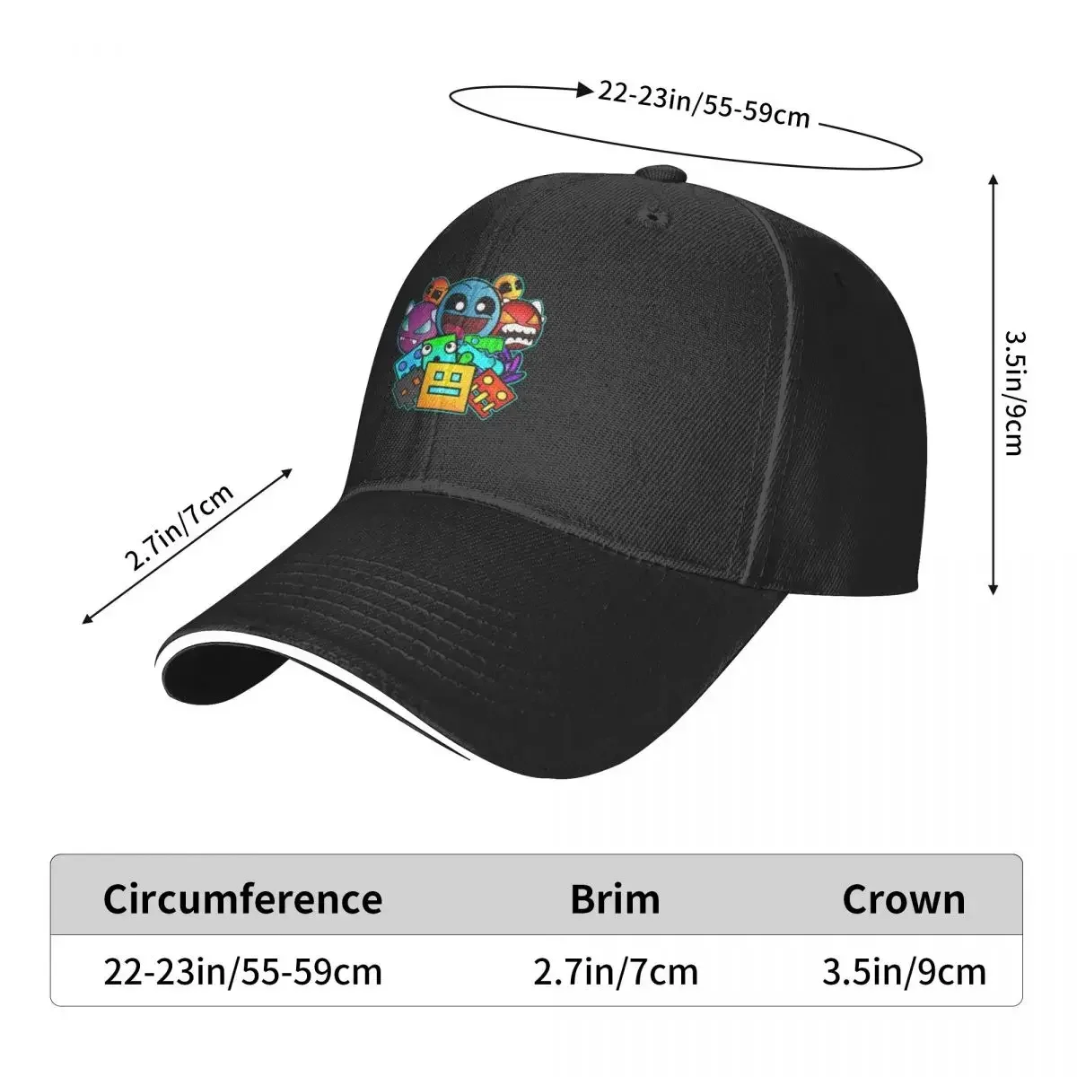 Geometry dash old school gaming Baseball Cap gentleman hat caps for women Men\'s Breathable Dad Hat Streetwear for Sun Protection