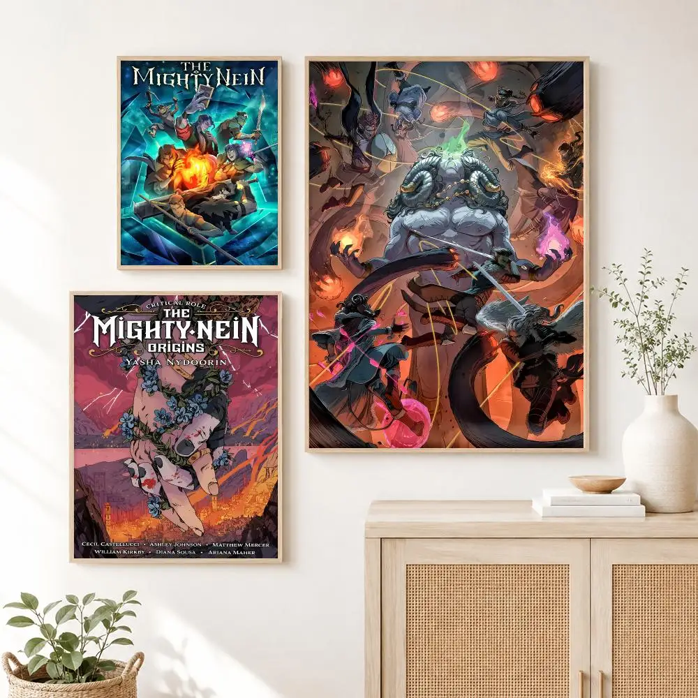 Hot tv The M-Mighty Nein Poster Self Adhesive Wall Art Decor for Bedroom Living Room Office Home Decor Gift