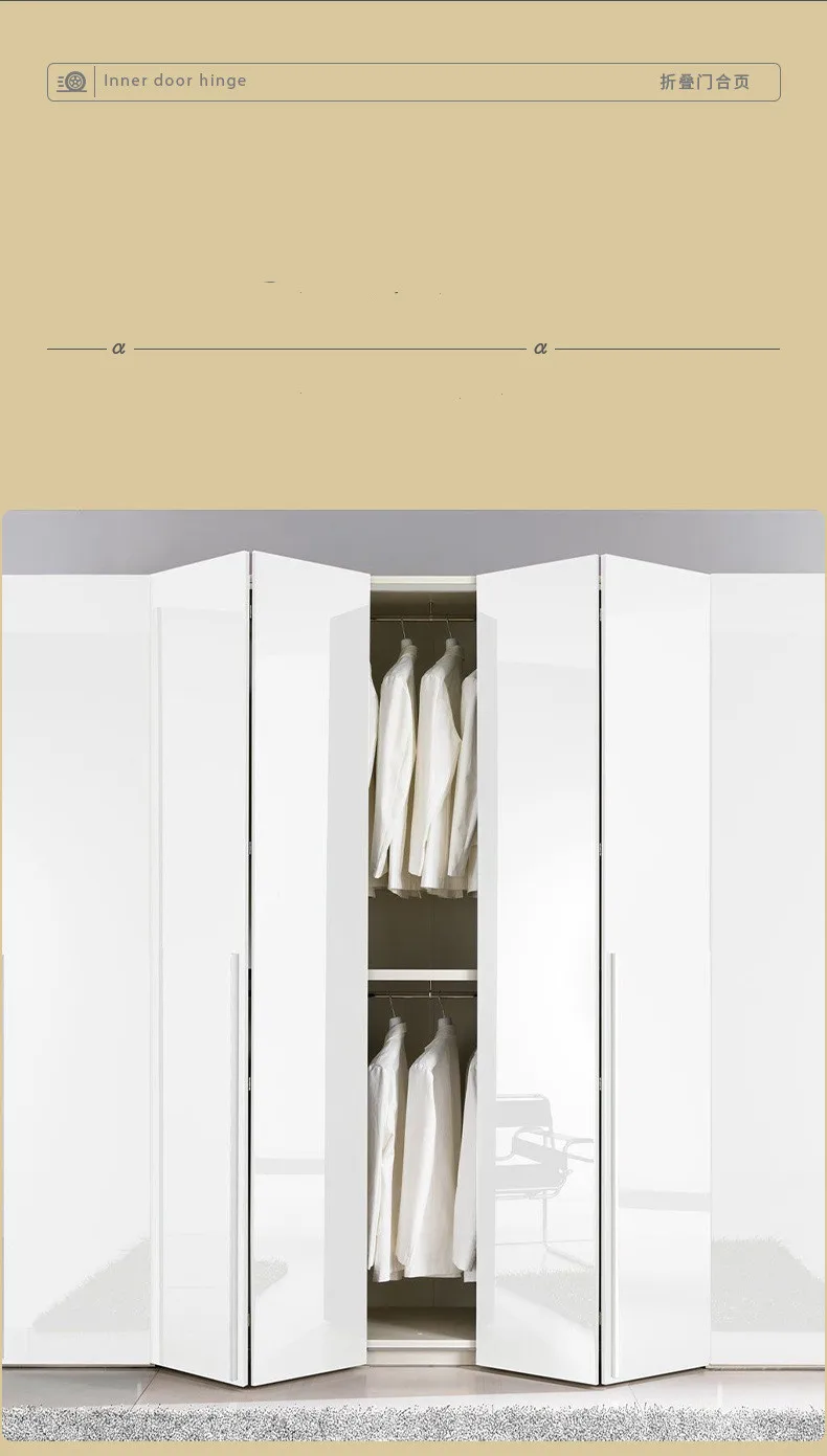 Wardrobe Folding doors for closet cabinets Swing door Hinge Concealed 180 Degree zinc alloy Hinges