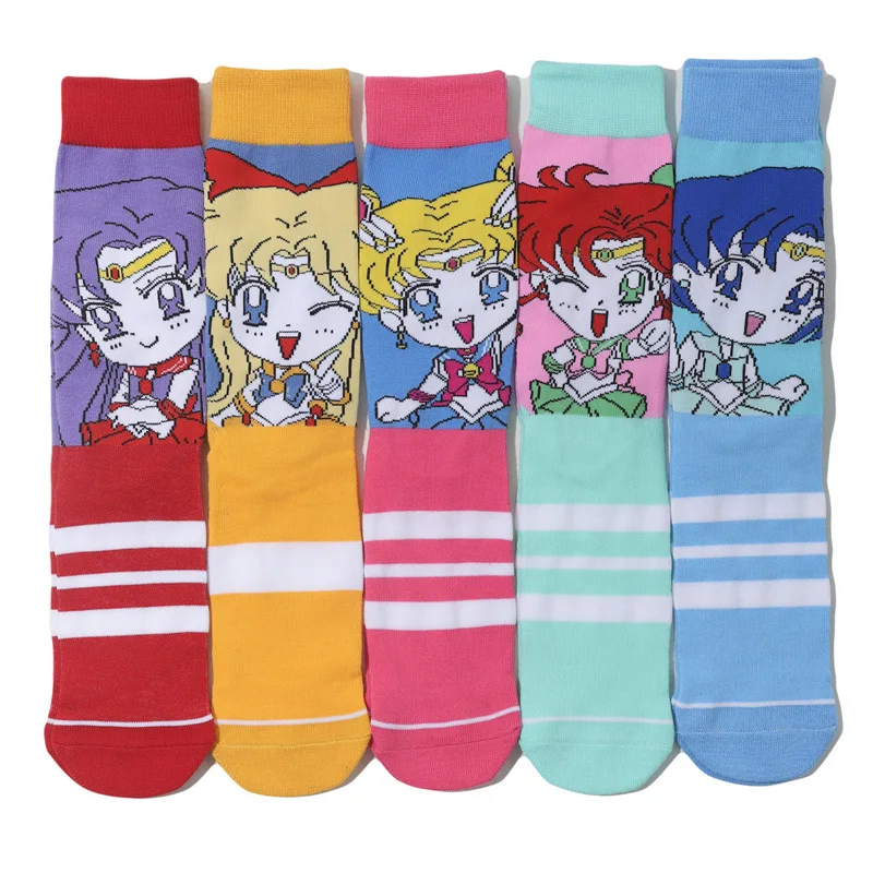 Sailor Moon Kawaii Anime Sock for Girls Cute Cartoon Fashion Cosplay Sweet Print Soft Sox Cotton Women Socks Kids Birthday Gift