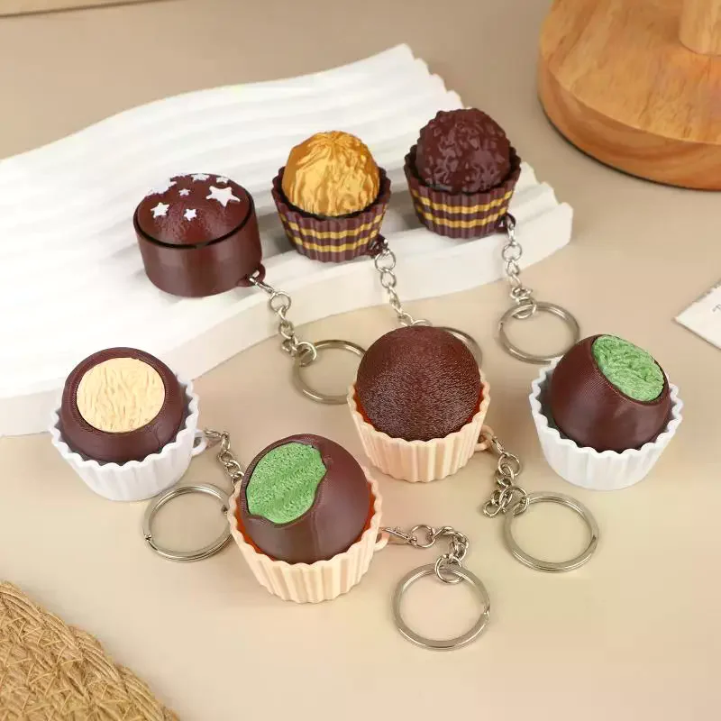 Simulated Chocolate Keyboard Keychain Fidget Toys Push Stress Relief Sensory Toys 3D Chocolate Keyboard Clicker For Kids Adults