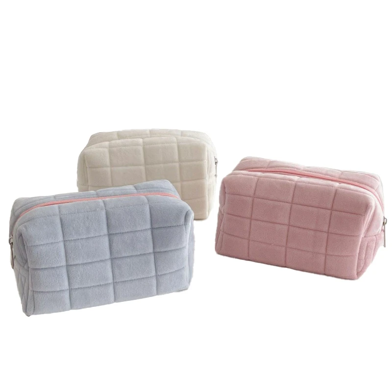 

3Pcs Large-Capacity Plush Cosmetic Bag Cute Student Storage Bag Soft Multifunctional Cosmetic Bag Storage Bag