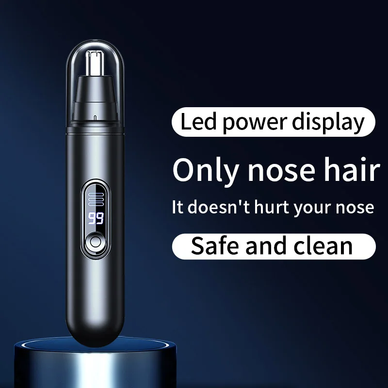 High-Speed Motor Low Noise Portable Mini Facial Nose Ear Hair Trimmer LCD Display Power Electric Shaver for Men Women
